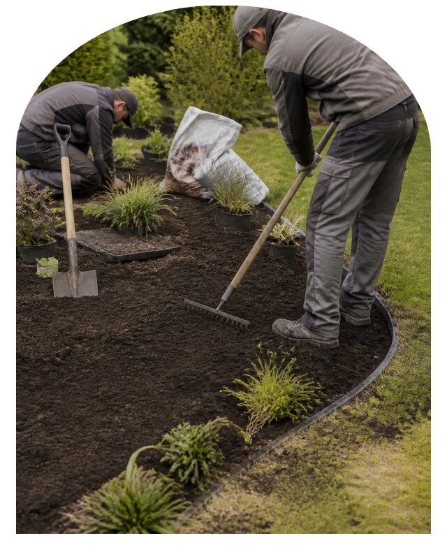 Профессиональное устройство цветника на участке в Арзамасе